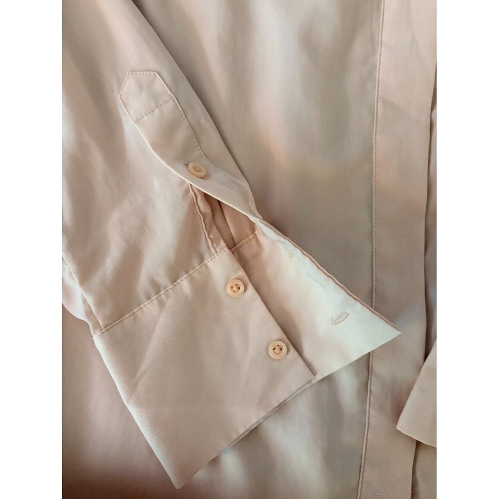Nine West Blush Pink Button Up Blouse Womens L Long Sleeve Career Shirt Pocket - Picture 10 of 10